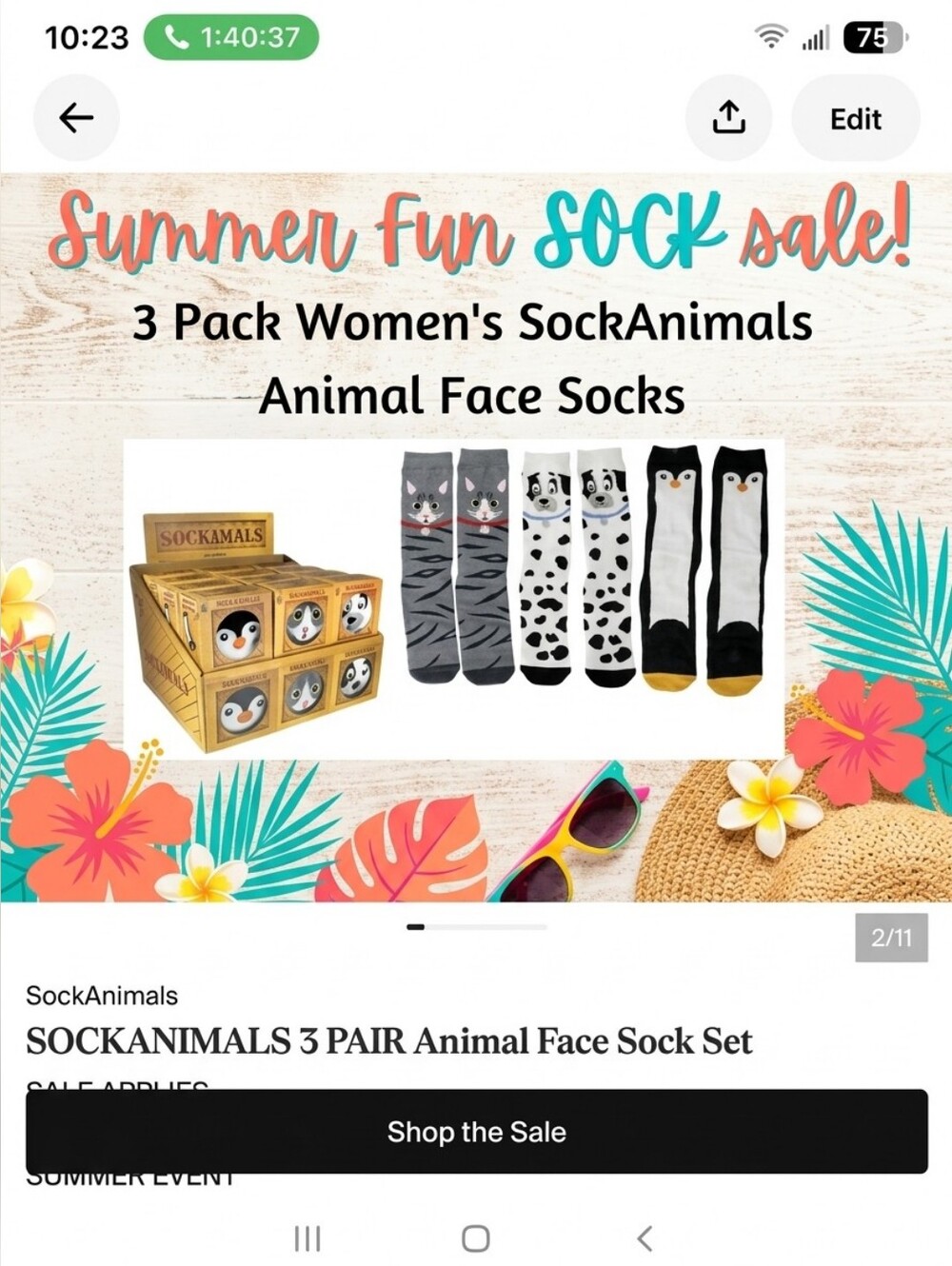 SOCKANIMALS 3 PAIR Animal Face Sock Set